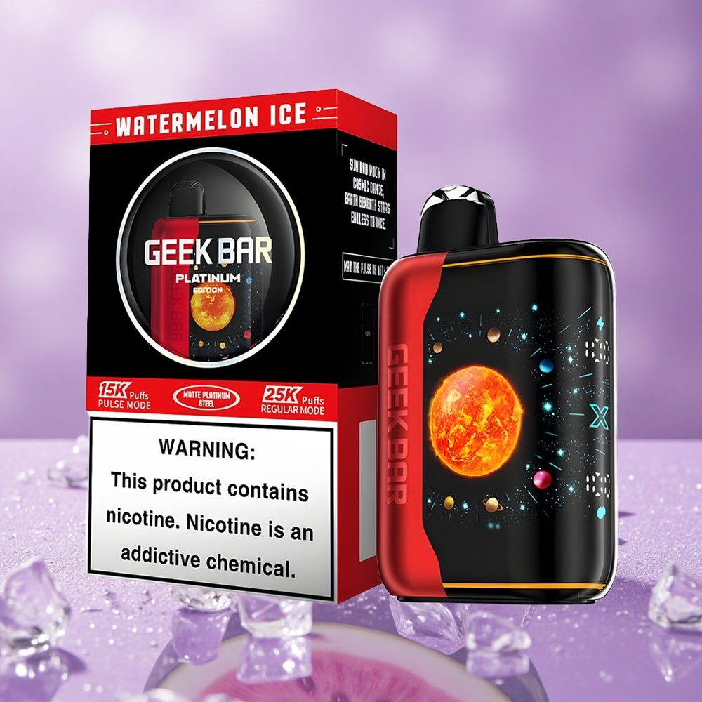 GEEK BAR Platinum Edition 25000 Puffs Dưa Hấu Đá Màn Hình Cong 3D Động Dual Mesh Coil