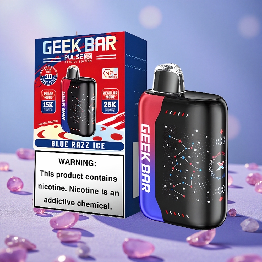 Geek Bar Pulse X 25000 Puffs với Màn Hình Cong 3D và Cổng Sạc USB Type-C Bản Đặc Biệt Patriot