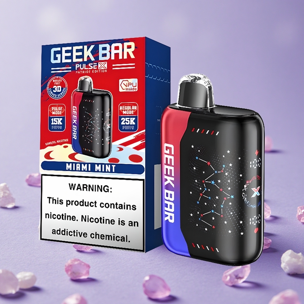 Geek Bar Pulse X 25000 Puffs với Màn Hình Cong 3D và Cổng Sạc USB Type-C Bản Đặc Biệt Patriot