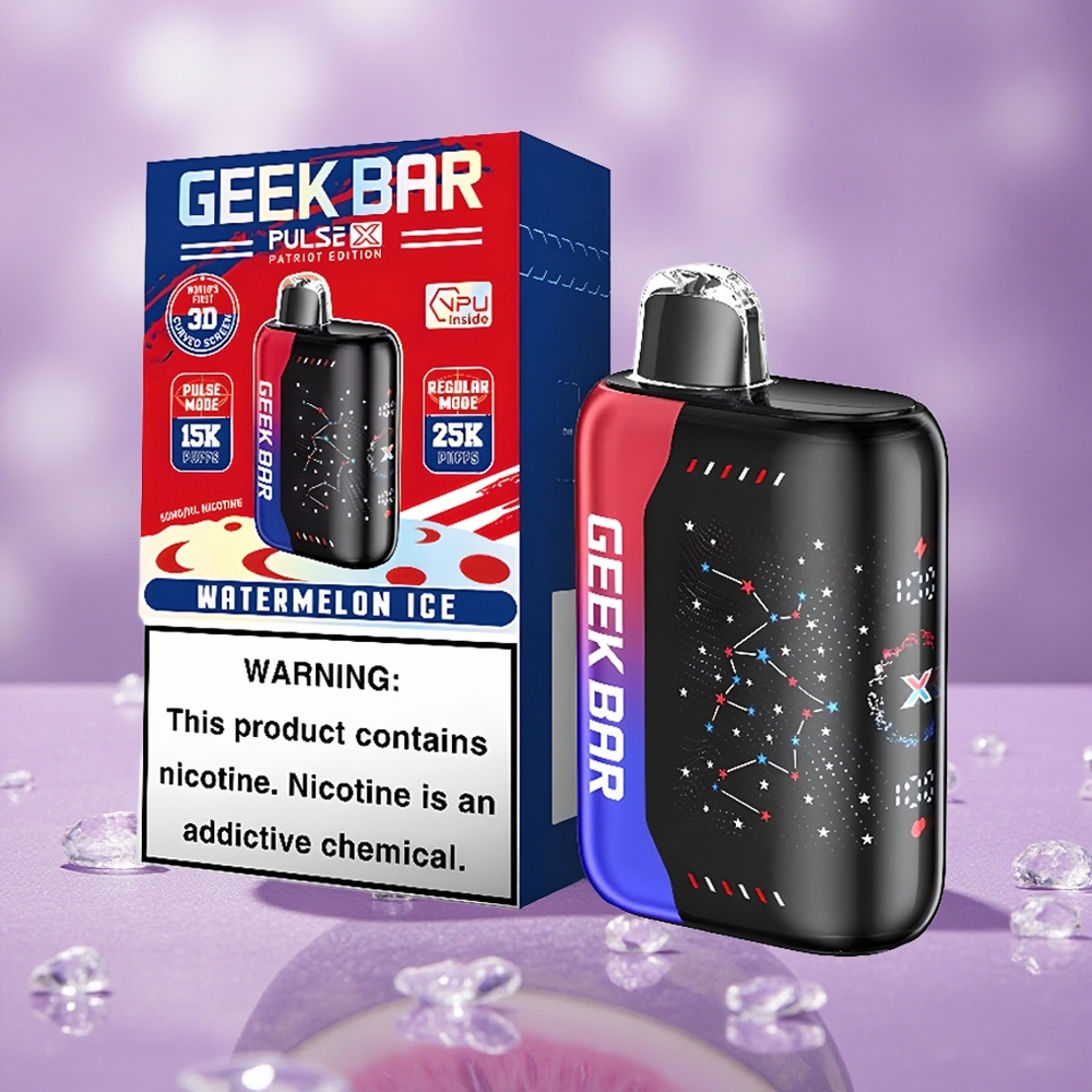 Geek Bar Pulse X 25000 Puffs với Màn Hình Cong 3D và Cổng Sạc USB Type-C Bản Đặc Biệt Patriot