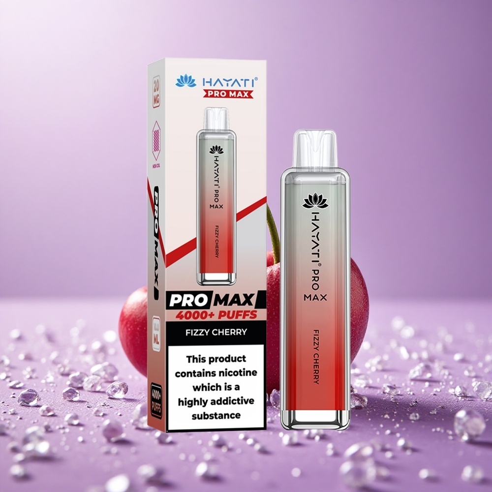 Hayati Pro Max 4000 Puffs Anh Đào Sủi Bọt Pin 1400mAh Bình 2ml Tự Động Nạp 10ml