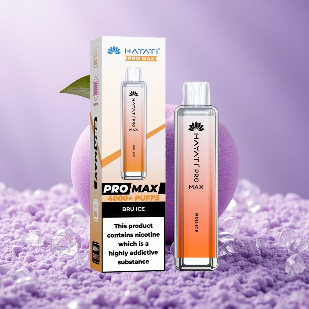 Hayati Pro Max 4000 Puffs Bru Đá Pin 1400mAh và Bình Chứa 2ml