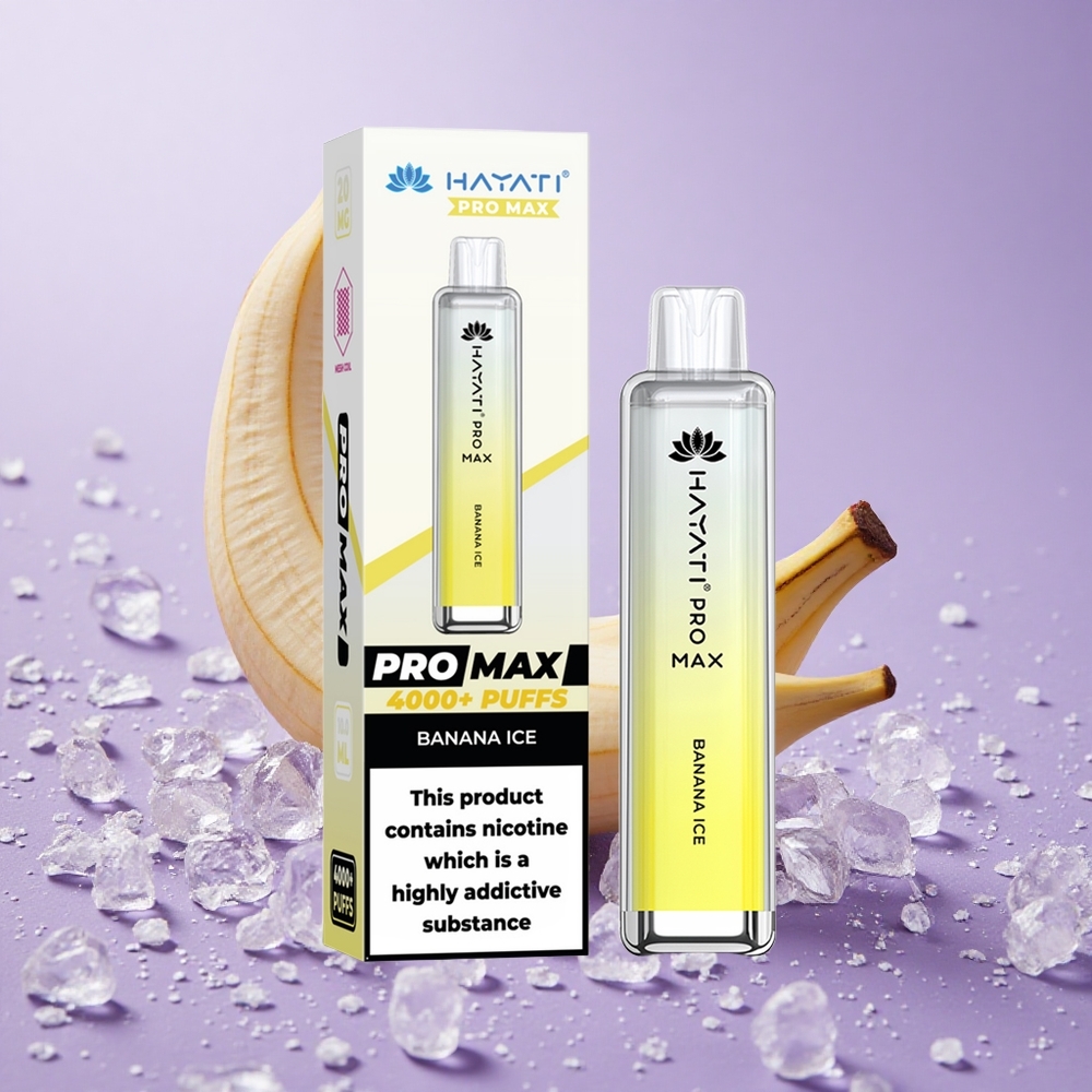 Hayati Pro Max 4000 Puffs Chuối Lạnh Pin 1400mAh Bộ Đôi Cuộn Lưới 1.1 Ohm