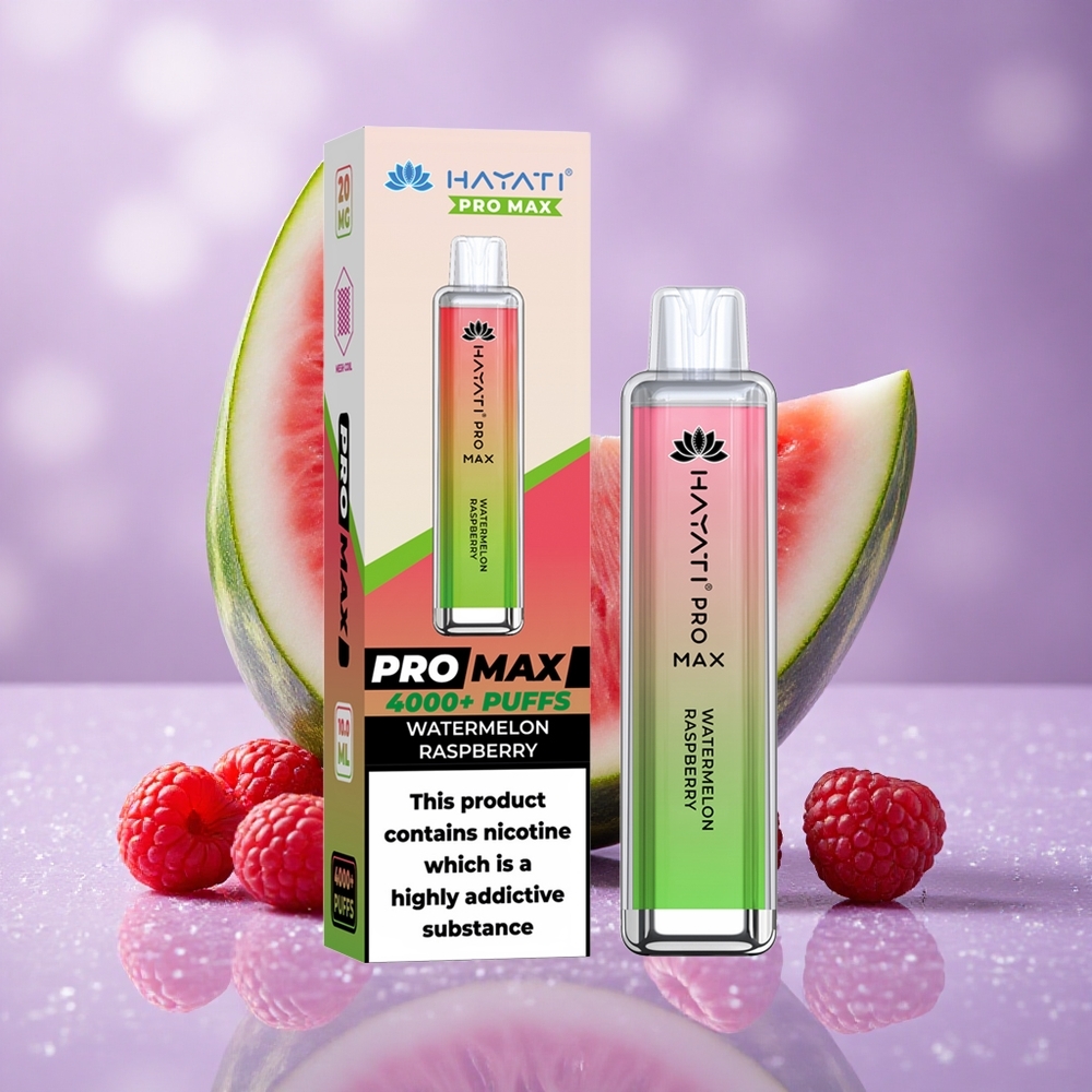 Hayati Pro Max 4000 Puffs Dưa Hấu Mâm Xôi Pin 1400mAh Bộ Đôi Cuộn Mesh 1.1 Ohm