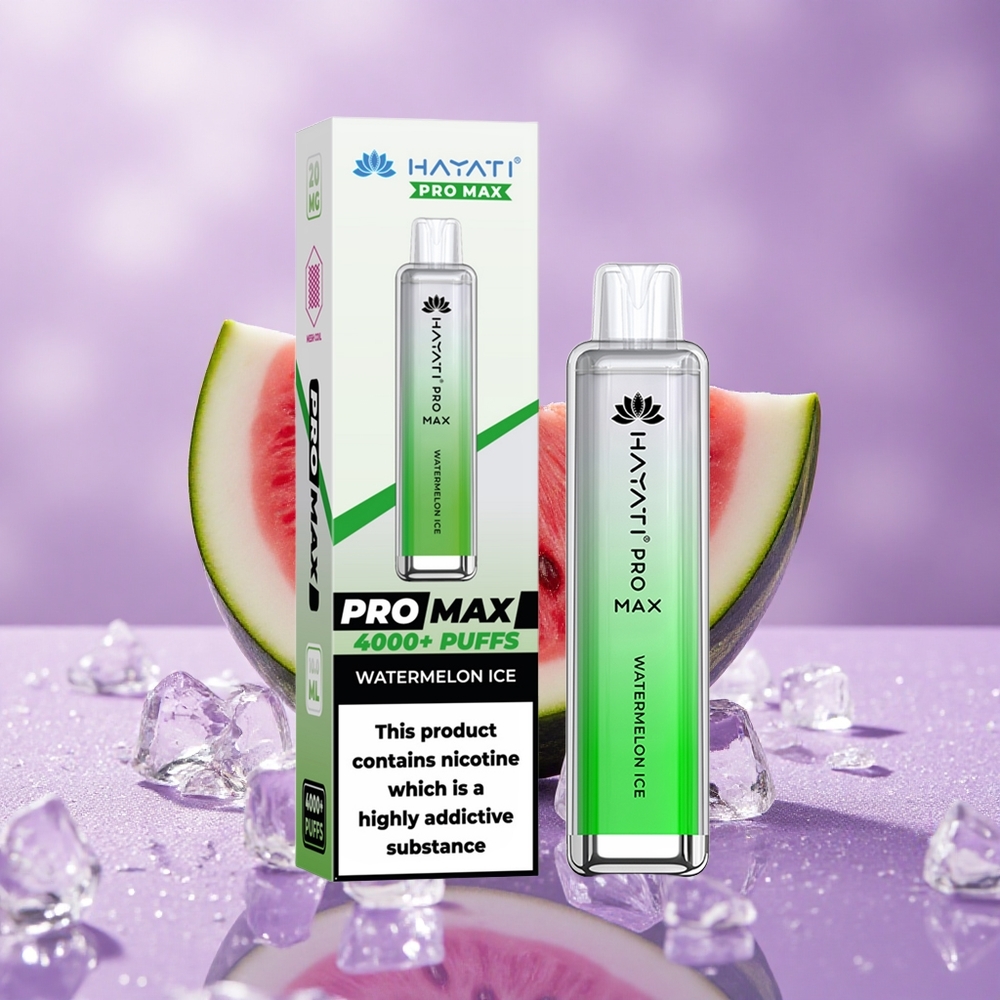 Hayati Pro Max 4000 Puffs Dưa Hấu Đá Pin 1400mAh Bình Chứa 2ml Tự Động Nạp 10ml
