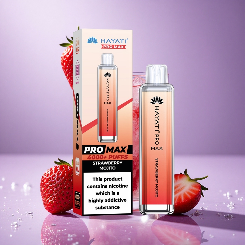 Hayati Pro Max 4000 Puffs Dâu Mojito Pin 1400mAh Bình chứa 2ml Tự động nạp 10ml