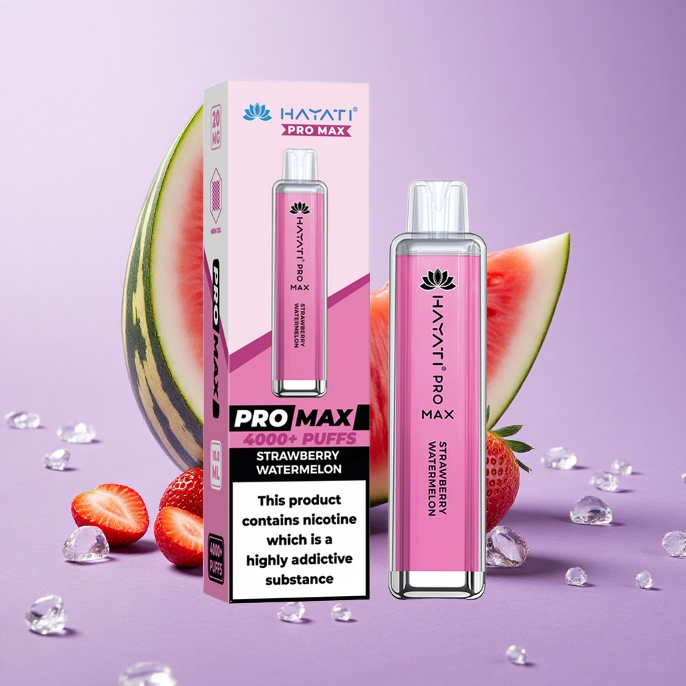 Hayati Pro Max 4000 Puffs Dâu Tây Dưa Hấu Pin 1400mAh Cuộn Dây Lưới Kép 1.1 Ohm