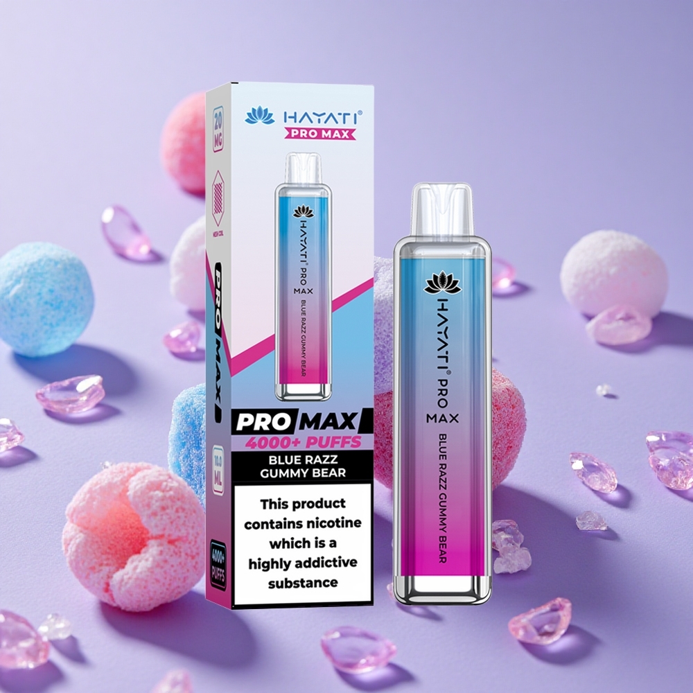 Hayati Pro Max 4000 Puffs Kẹo Dẻo Việt Quất Xanh Pin 1400mAh & Bình Chứa 2ml Tự Động Nạp 10ml