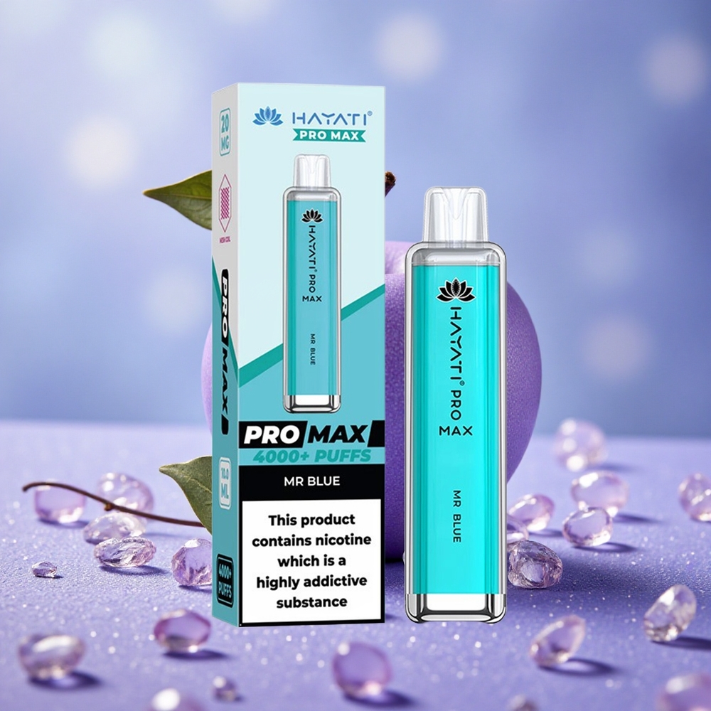Hayati Pro Max 4000 Puffs Mr Xanh Dương Pin 1400mAh Bình Chứa 2ml Tự Động Nạp 10ml