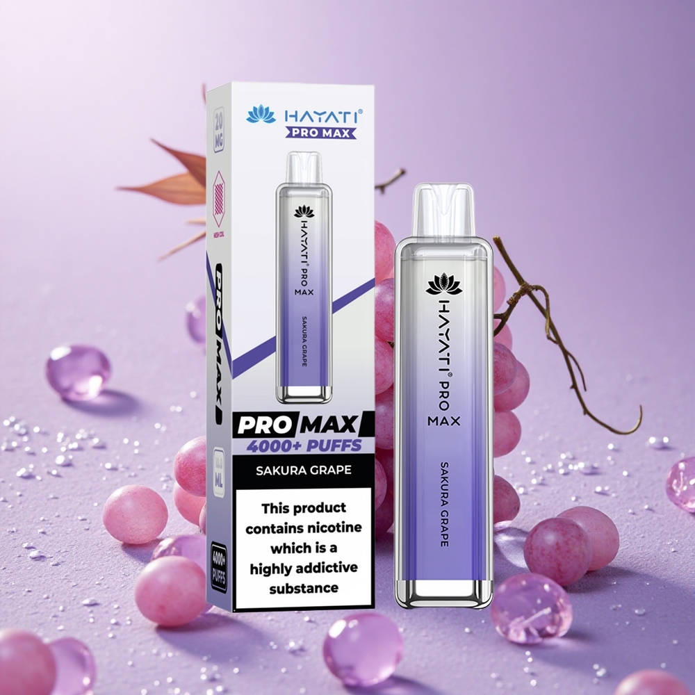 Hayati Pro Max 4000 Puffs Sakura Nho Pin 1400mAh Bộ Cuộn Lưới Kép 1.1 Ohm