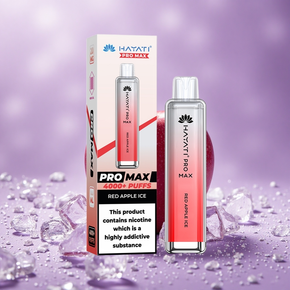 Hayati Pro Max 4000 Puffs Táo Đỏ Lạnh Pin 1400mAh Đèn LED