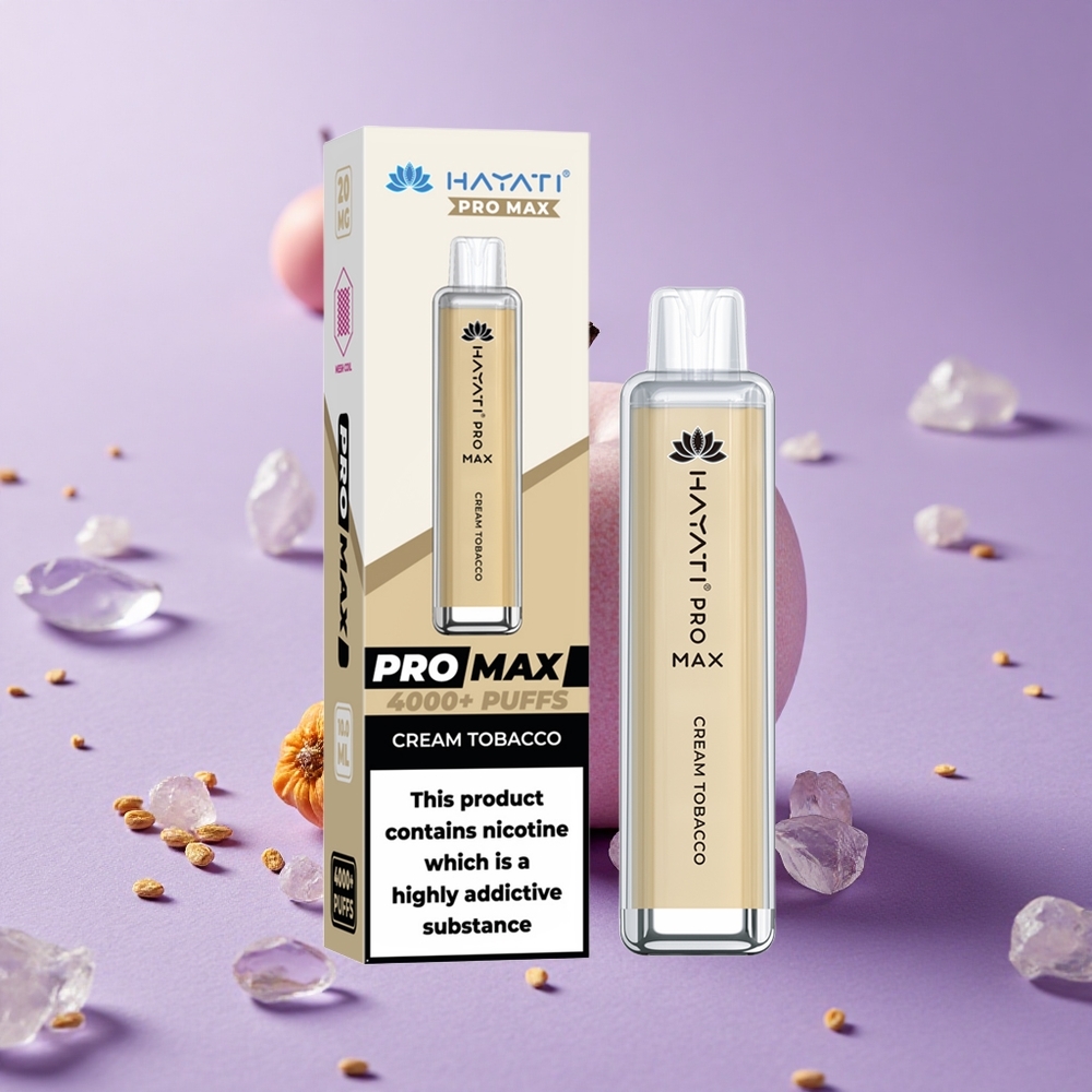 Hayati Pro Max 4000 Puffs Thuốc Lá Kem Pin 1400mAh Đèn LED