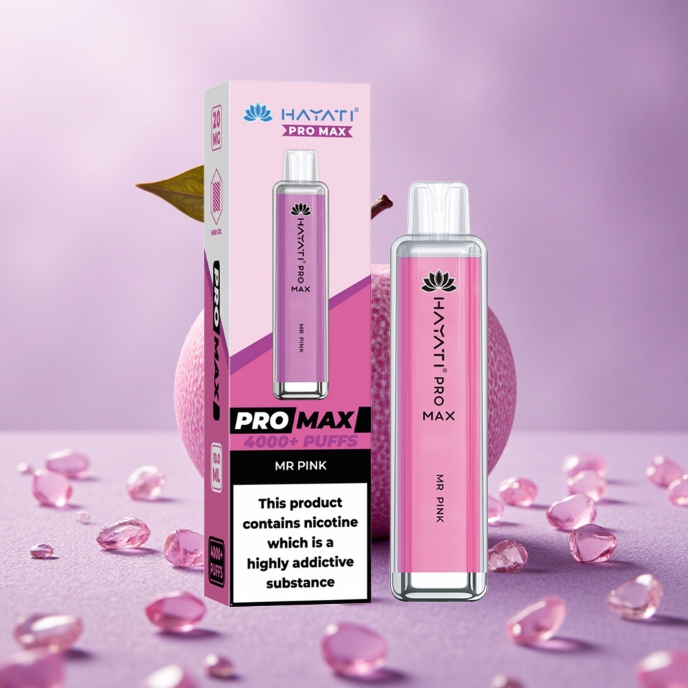 Hayati Pro Max 4000 Puffs Vape Dùng Một Lần Mr Màu Hồng Pin 1400mAh Độ Mạnh Nicotin 2%, 5%