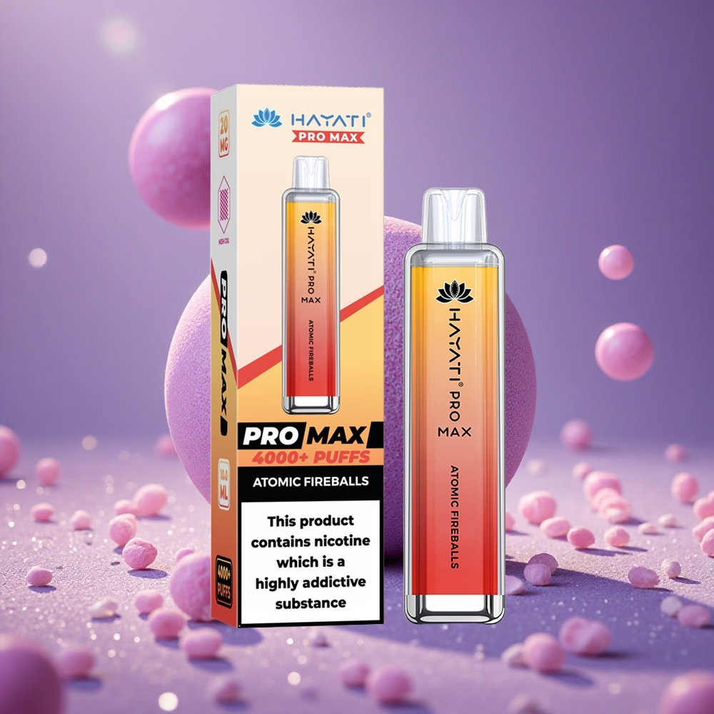 Hayati Pro Max 4000 Puffs Vape dùng một lần Hương Kẹo Lửa Nguyên Tử Pin 1400mAh & Bộ Đôi Cuộn Lưới 1.1 Ohm