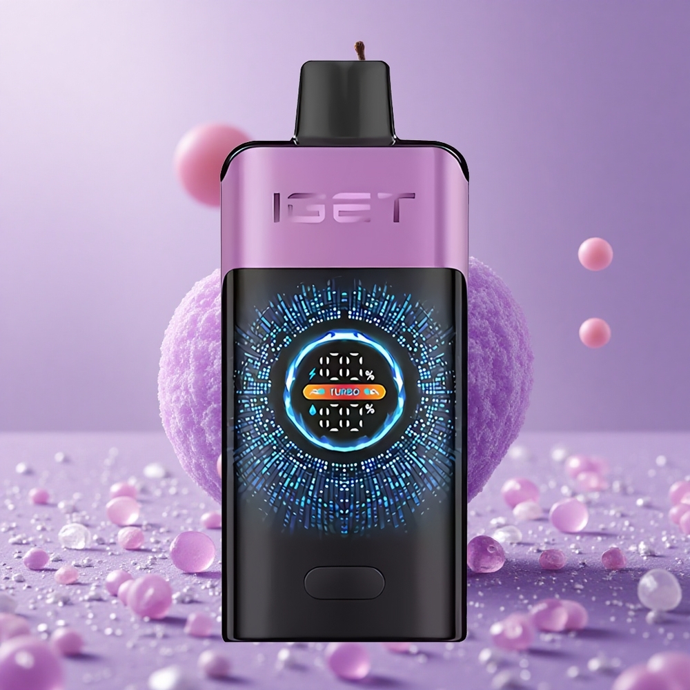 IGET ONE 12000 Puffs Thuốc Lá Điện Tử Dùng Một Lần Chupa Chups Nho Màn Hình Màu Cong Lớn Pin 2700 mAh