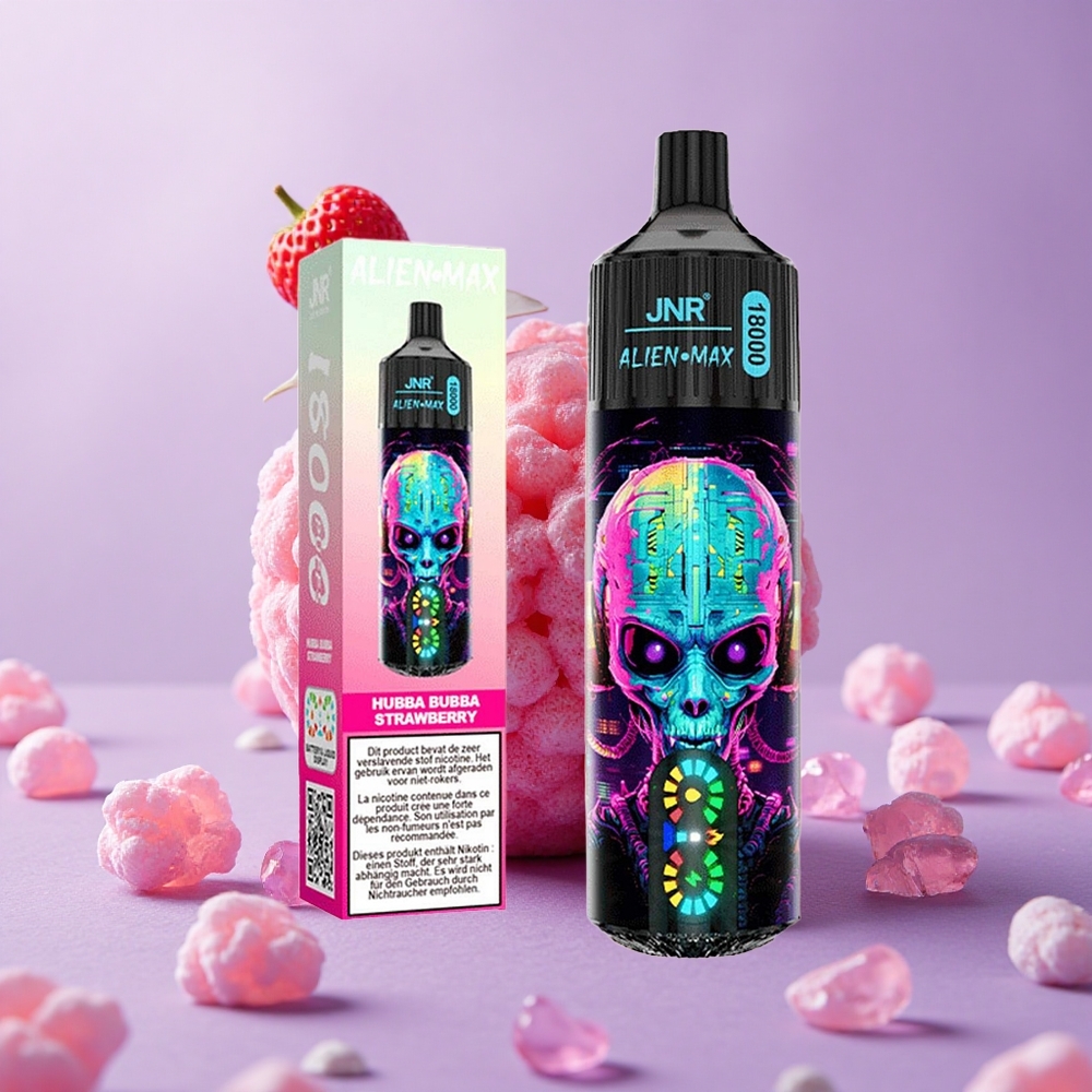 JNR Alien Max 18000 Puffs Dâu Tây Hubba Bubba Màn Hình LED Thông Minh & Pin 850mAh