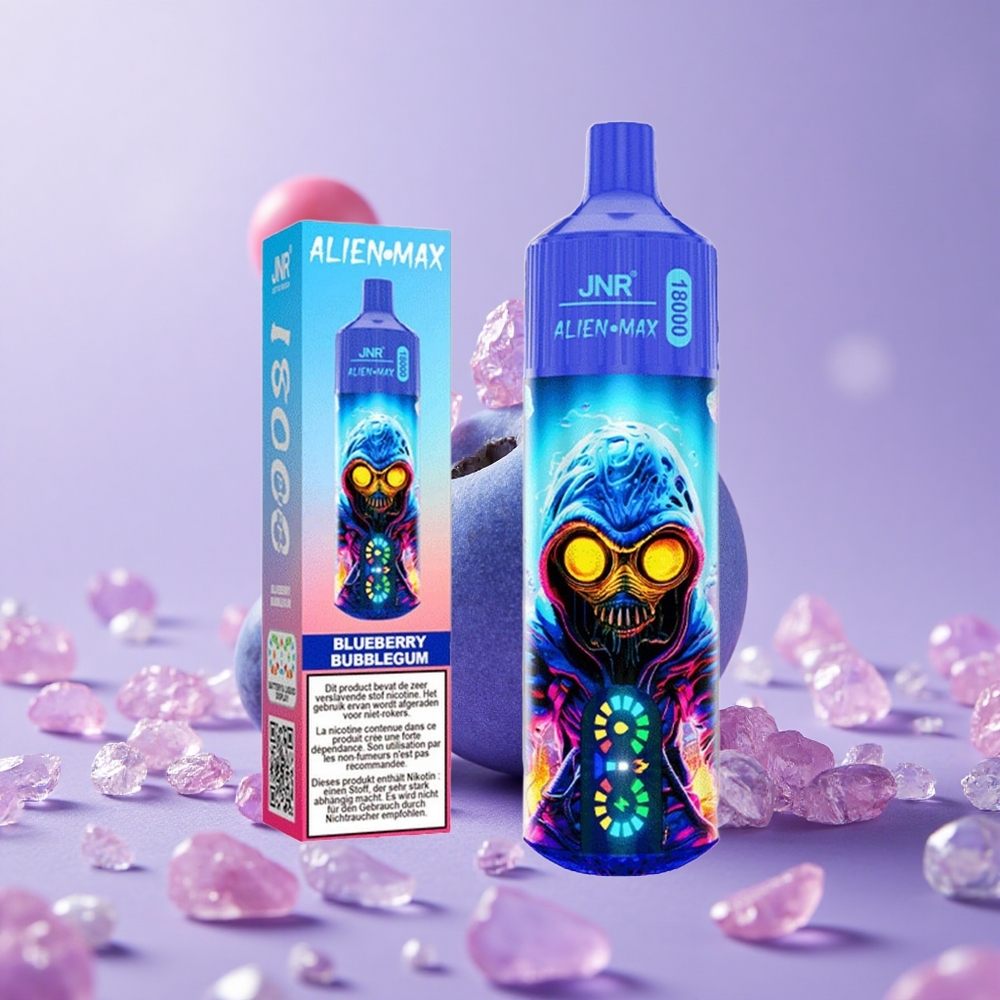 JNR Alien Max 18000 Puffs Việt Quất Kẹo Bong Bóng Màn Hình LED Thông Minh Pin 850mAh