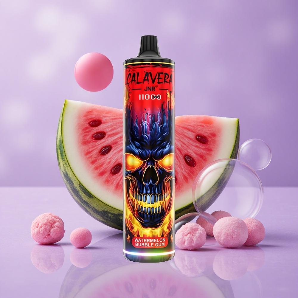 JNR Calavera 11000 Puffs Tinh Dầu Dưa Hấu Kẹo Bong Bóng Cổng Sạc Type-C Dung Lượng Pin 850mAh