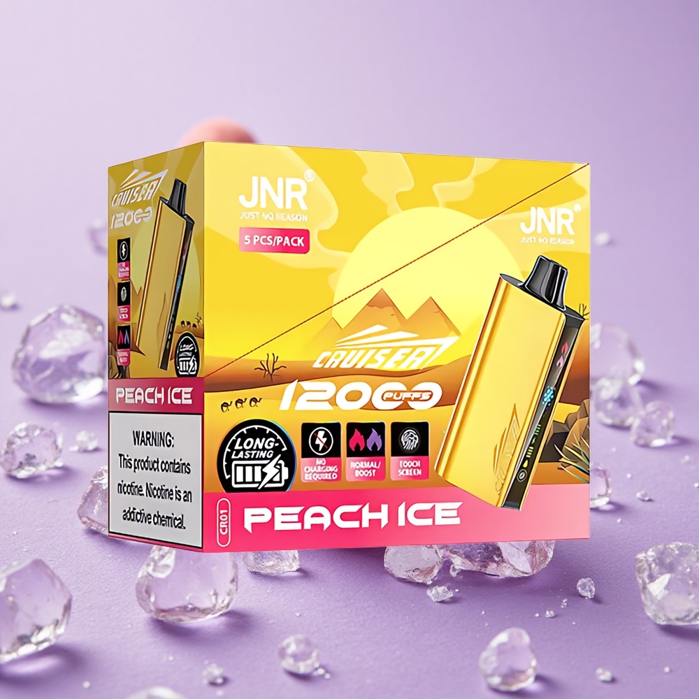 JNR Cruiser 12000 Puffs Đào Đá Pin Tích Hợp 3500mAh Màn Hình Hiển Thị Hoạt Hình