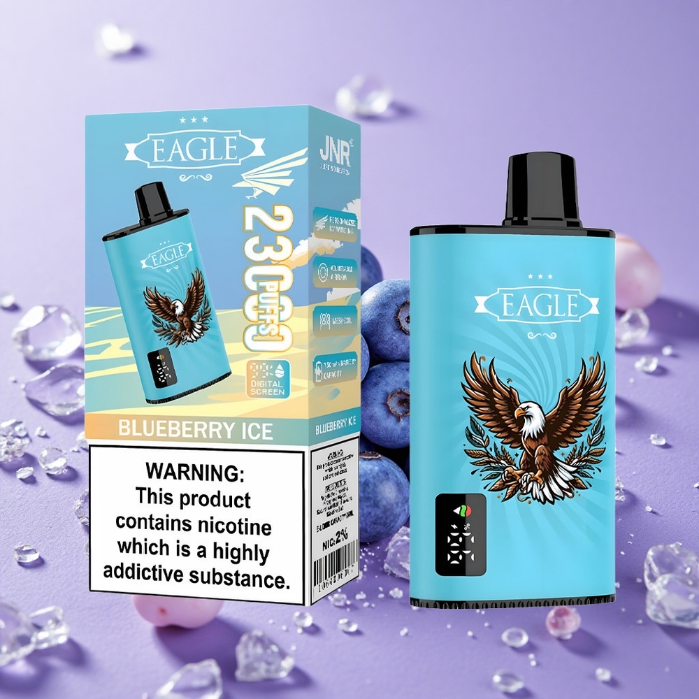 JNR EAGLE Smart 23000 Puffs Dâu Rừng Đá Lạnh Màn Hình Kỹ Thuật Số Cổng Sạc Type-C
