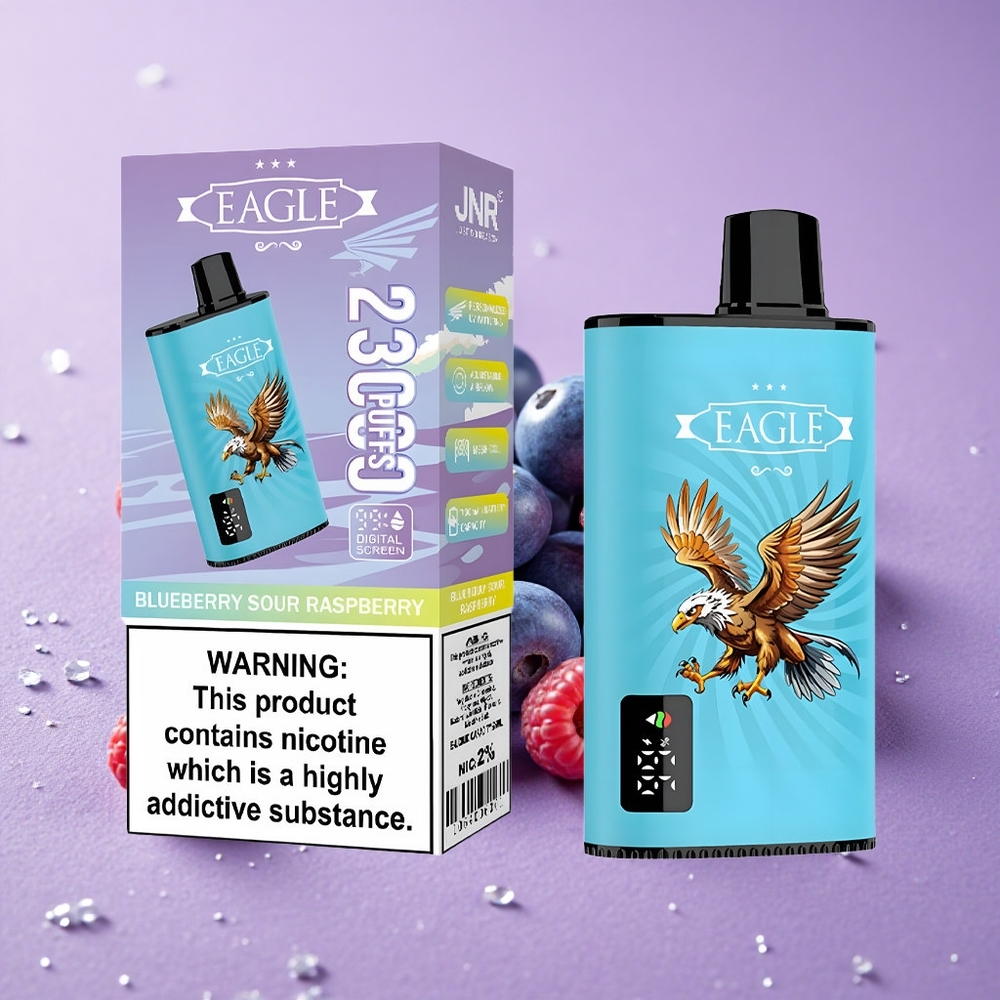 JNR EAGLE Smart 23000 Puffs Vape dùng một lần Việt Quất Chua Phúc Bồn Tử Màn Hình Kỹ Thuật Số Pin 750mAh