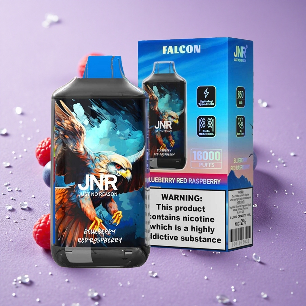JNR Falcon 16000 Puffs Blueberry Red Raspberry Pin Kép Dung Lượng Pin 850 mAh