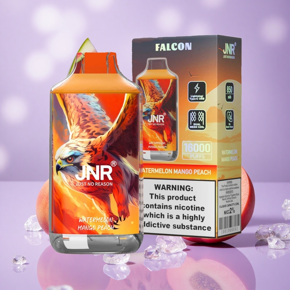 JNR Falcon 16000 Puffs Dưa Hấu Xoài Đào Pin 850mAh & Dung Lượng Tinh Dầu 22ml