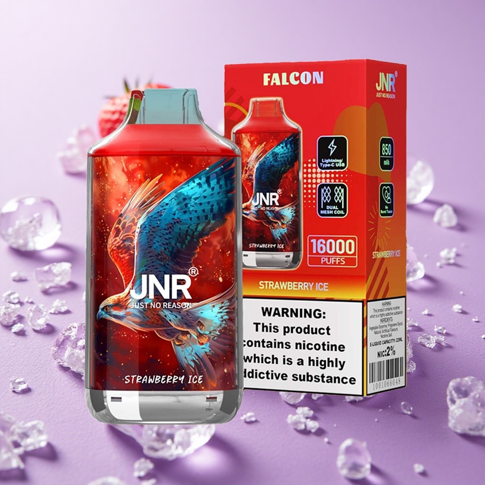 JNR Falcon 16000 Puffs Dâu Tây Lạnh Pin 850 mAh Dung Lượng Tinh Dầu 22ml