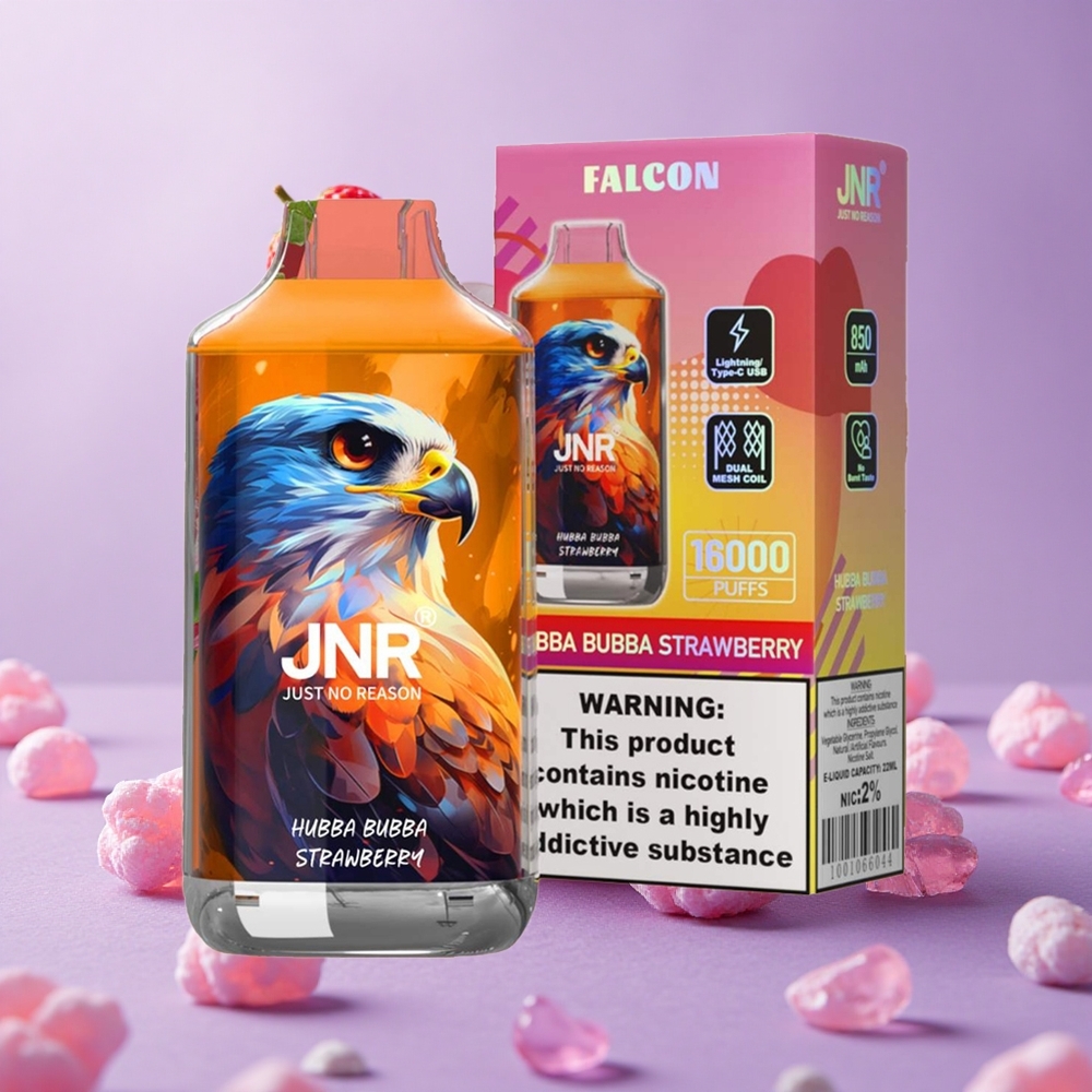 JNR Falcon 16000 Puffs Hubba Bubba Dâu Tây Pin 850 mAh & Dung Lượng Tinh Dầu 22ml