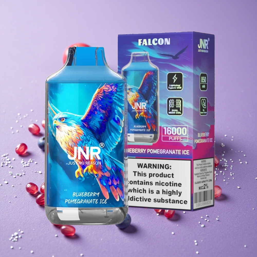 JNR Falcon 16000 Puffs Việt Quất Lựu Đá Pin 850 mAh Màn Hình LED Thông Minh
