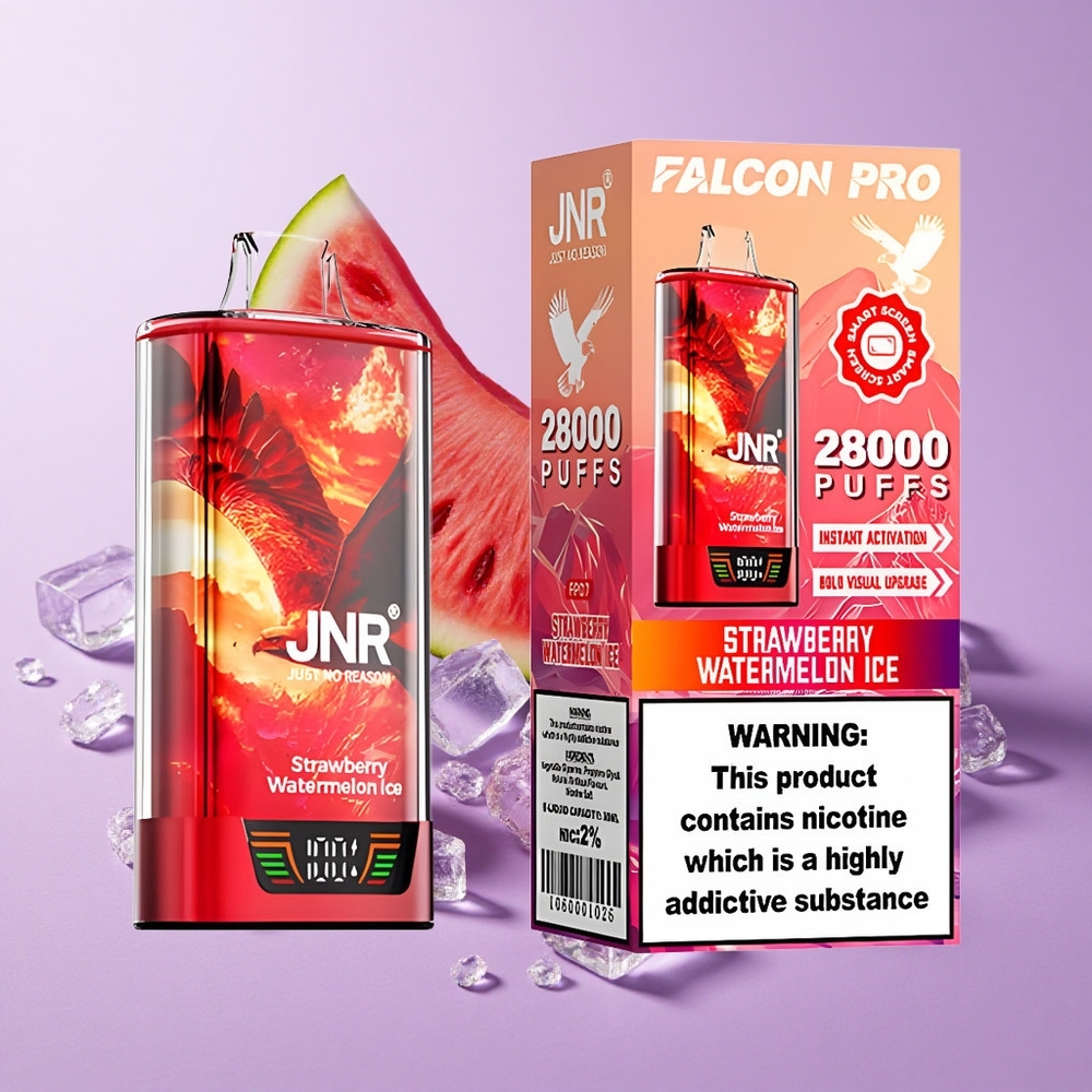 JNR Falcon Pro 28000 Puffs 28000 Lần Dâu Dưa Hấu Đá Hiển Thị Thông Minh Dual Mesh Coil