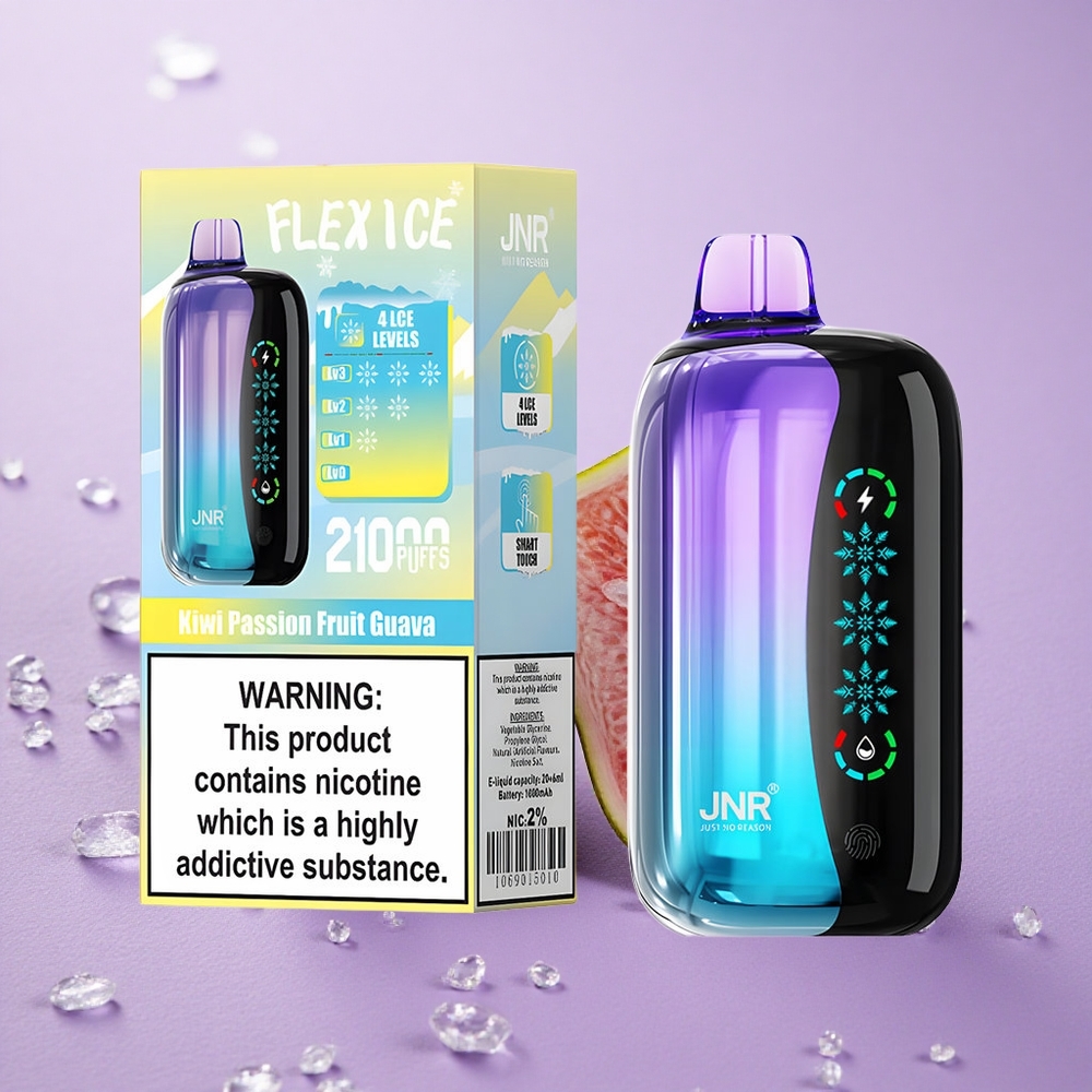 JNR Flex Ice 21000 Puffs Tinh Dầu Kiwi Chanh Dây Ổi Điều Chỉnh Độ Lạnh Màn Hình Cảm Ứng