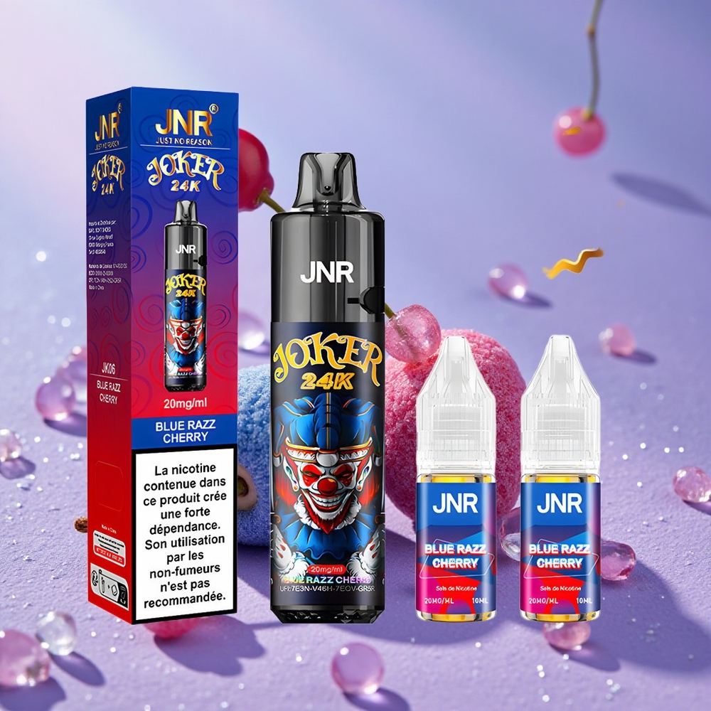 JNR Joker 24000 Puffs Blue Razz Cherry Pin 800mAh Thiết Kế Đổ Lỏng Bên