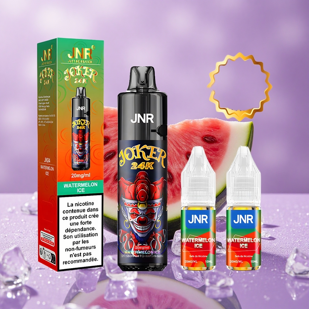 JNR Joker 24K Puffs Dưa Hấu Lạnh Bình Ắc Quy 800mAh Thiết Kế Đổ Lỏng Bên