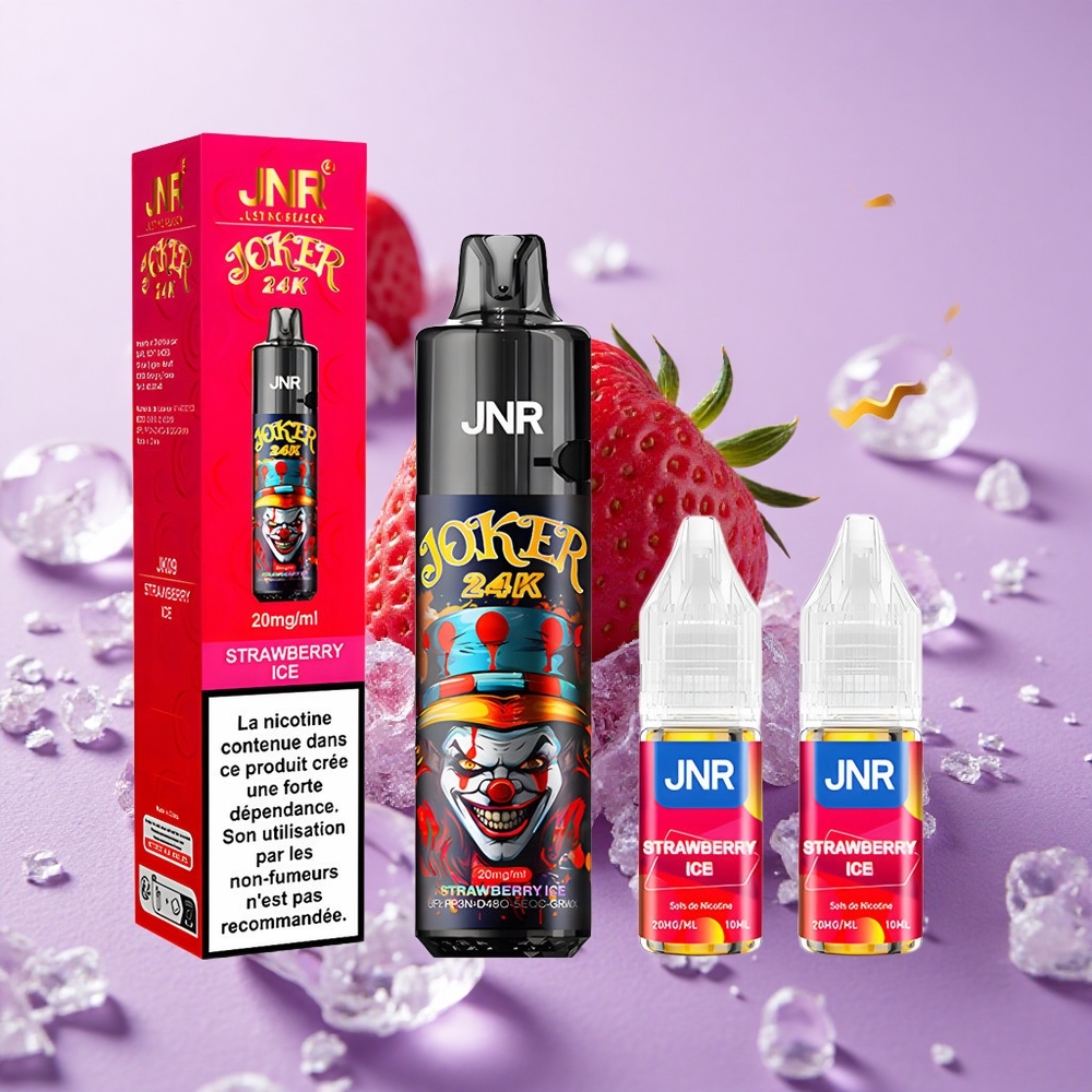 JNR Joker 24K Puffs Dâu Tây Đá Lạnh Pod 10ml Có Thể Nhìn Thấy Mức Dung Dịch