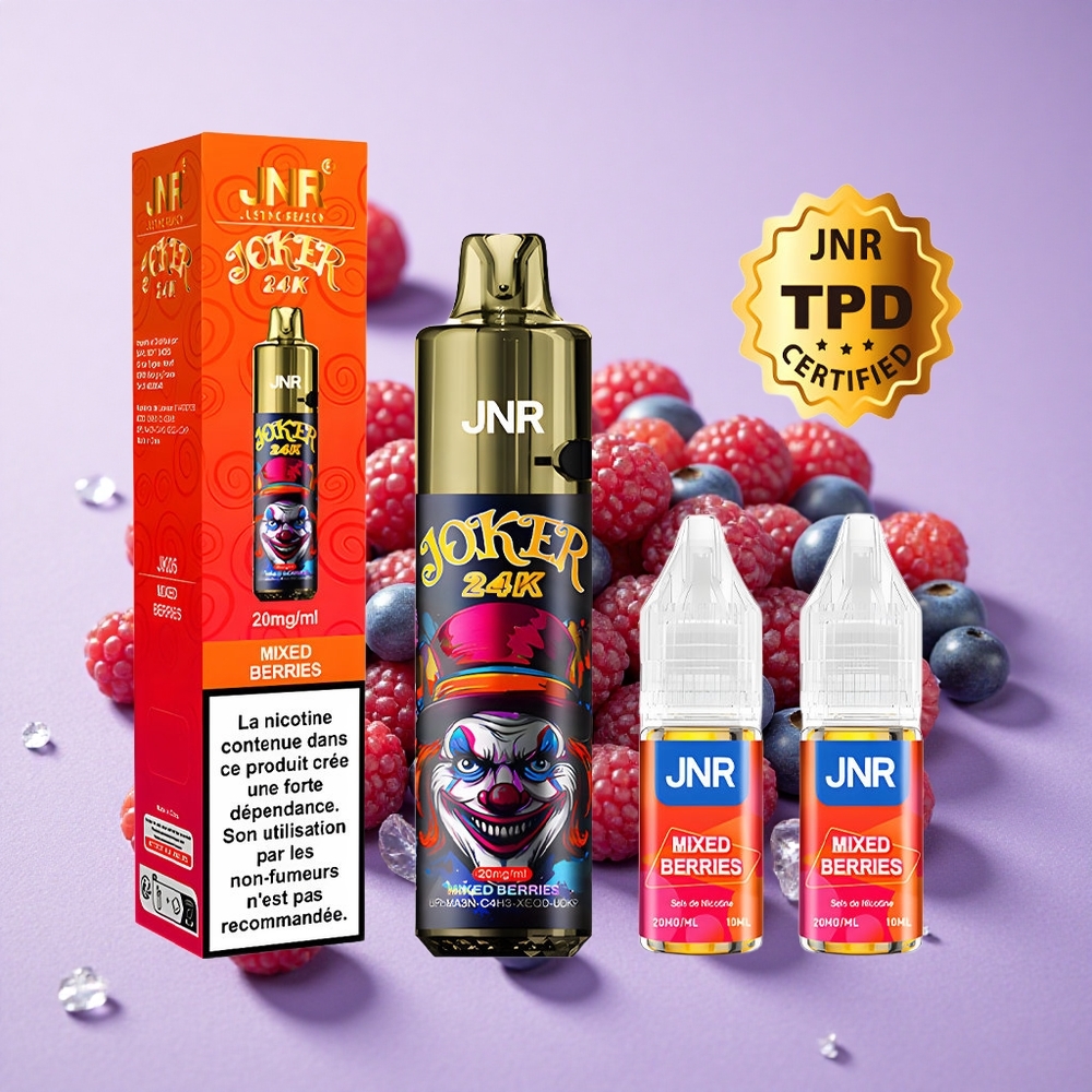 JNR Joker 24K Puffs Tinh Dầu Hỗn Hợp Quả Mọng Thiết Kế Nạp Bên Pin 800mAh