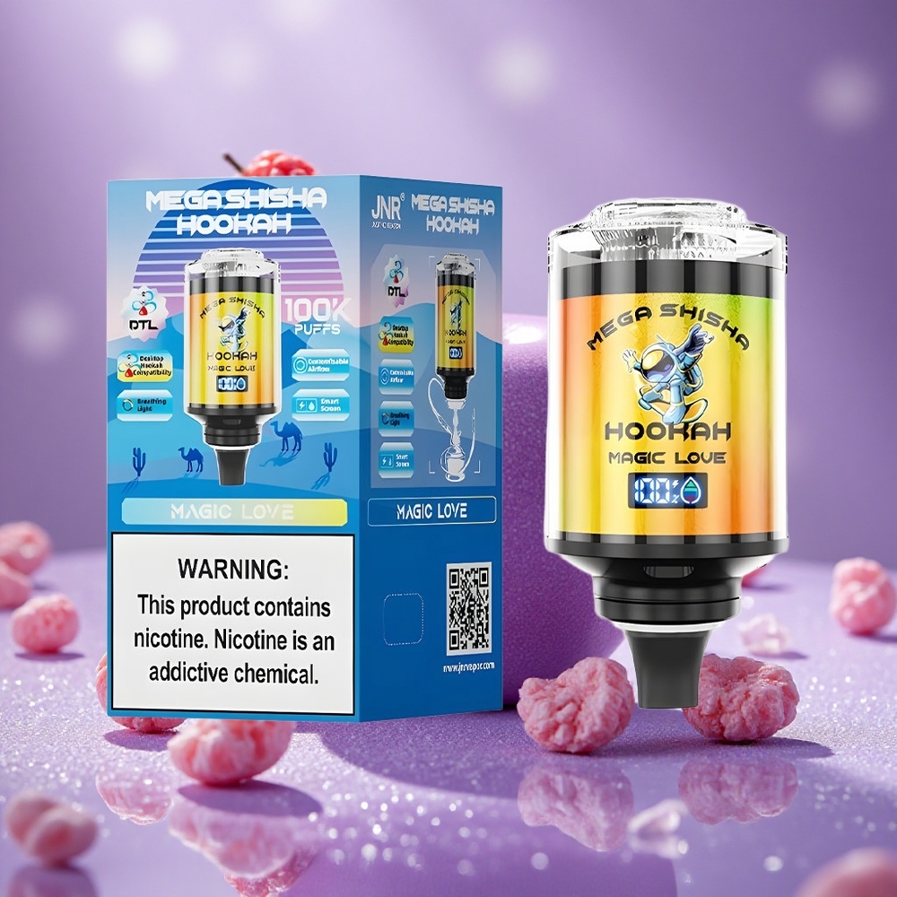 JNR Mega Shisha Hookah 100K Máy Tính Để Bàn Tương Thích Magic Love 60ml Dung Lượng Tinh Dầu 2200mAh Pin Sạc