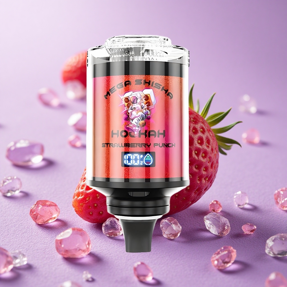 JNR Mega Shisha Hookah 100K Puffs Dâu Tây Punch Màn Hình Thông Minh Tương Tác
