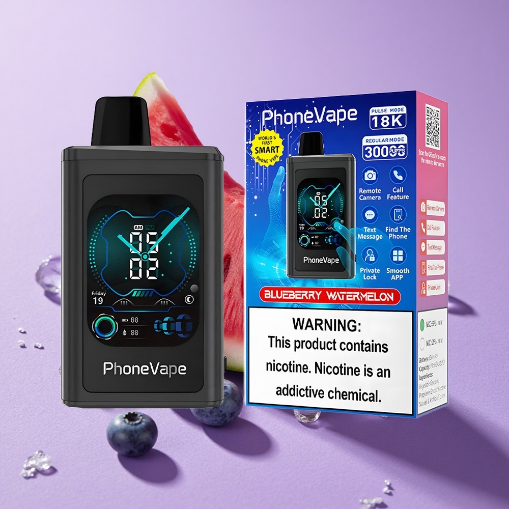 JNR PhoneVape 30000 Puffs Dâu Tây Dưa Hấu Pin 850mAh Sạc Type-C Màn Hình Đầy Đủ