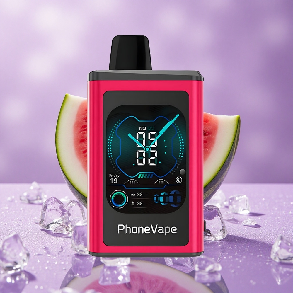 JNR PhoneVape 30000 Puffs Thuốc Lá Điện Tử Dùng Một Lần Dưa Hấu Đá Pin Sạc Type-C 850mAh Màn Hình Đầy Đủ