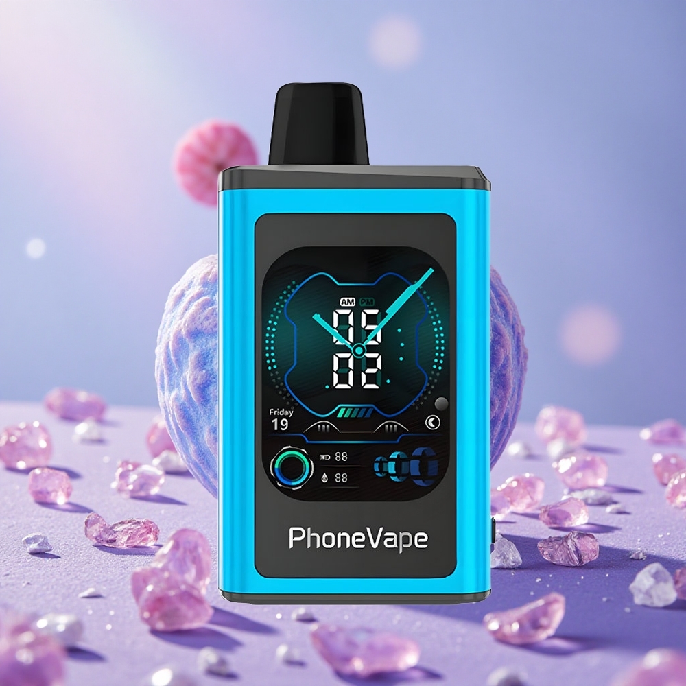 JNR PhoneVape 30000 Puffs Thuốc Lá Điện Tử Pin Sạc Type-C 850mAh Màn Hình Đầy Đủ Blue Razz Ice (Dâu Xanh Lạnh)