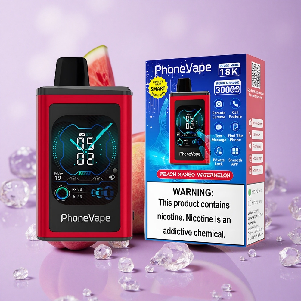JNR PhoneVape 30000 Puffs Đào Xoài Dưa Hấu Pin 850mAh Sạc Type-C Màn Hình Đầy Đủ