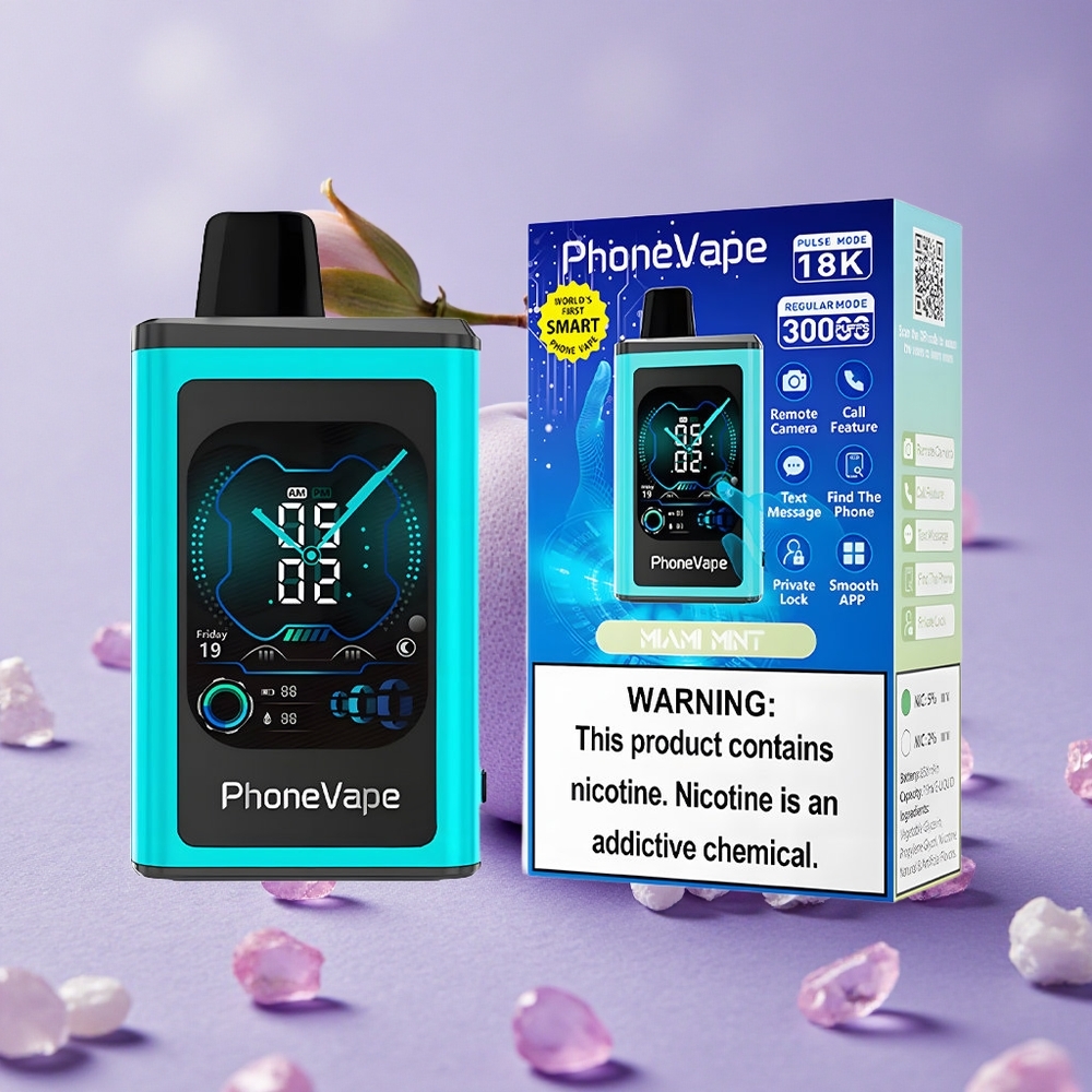 JNR PhoneVape 30000 lượt Puffs Pin sạc Type-C 850mAh Điều chỉnh luồng khí Miami Bạc Hà