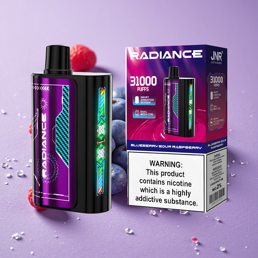 JNR Radiance 31000 Puffs Dâu Xanh Chua Phúc Bồn Tử Màn Hình Thông Minh Pin Sạc 950 mAh