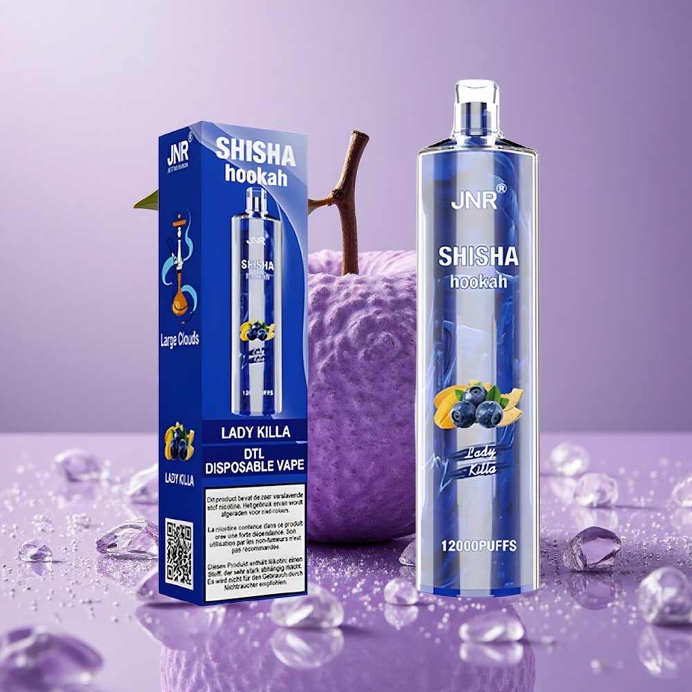 JNR Shisha Hookah 12000 Puffs Tẩu Puffs Thuốc Điện Tử Dùng Một Lần Lady Killa Dung Lượng Pin 750mAh Cổng Sạc Type-C Nhanh