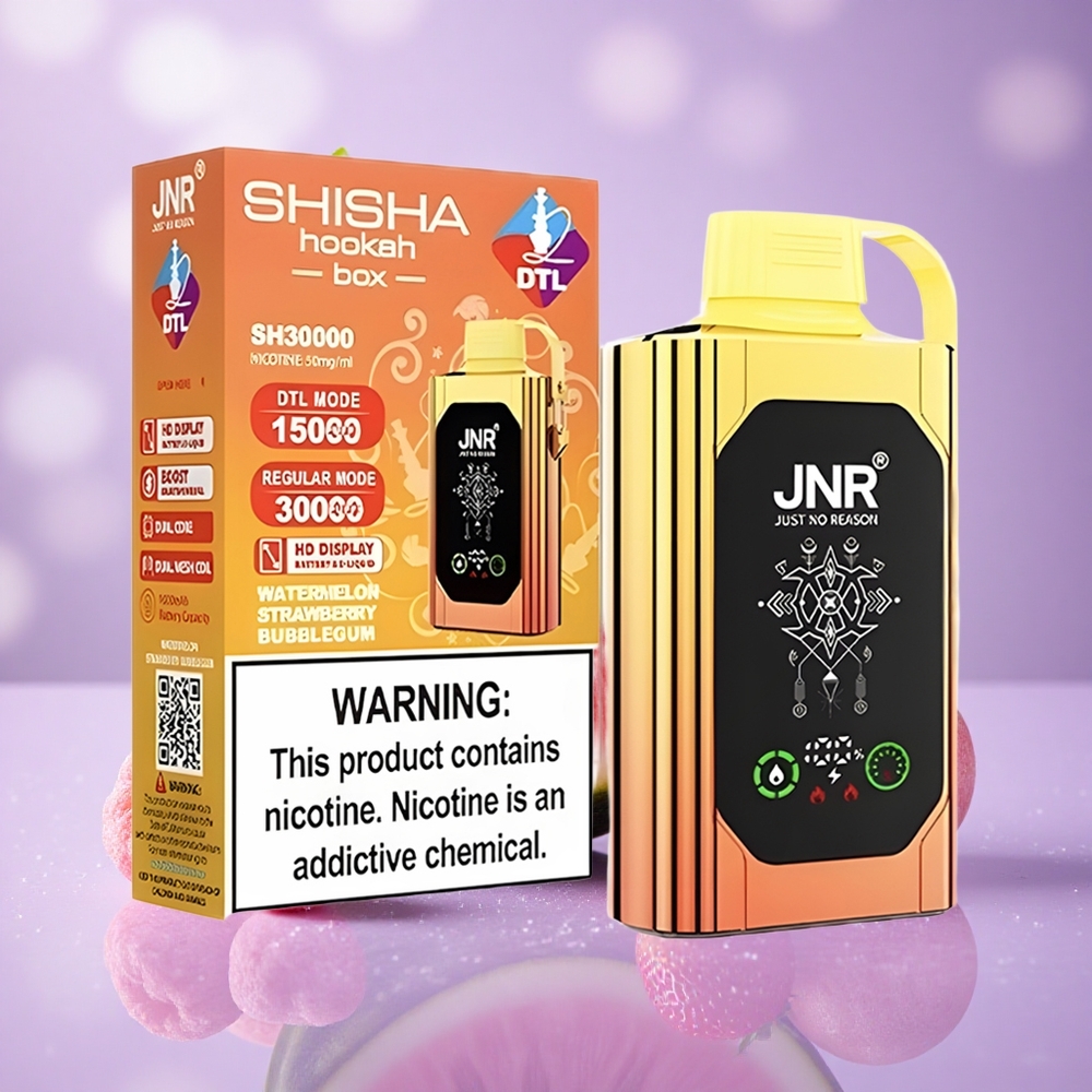 JNR Shisha Hookah Box 20500 Puffs Dưa Hấu Dâu Tây Kẹo Bong Bóng Màn Hình HD Pin 1000mAh