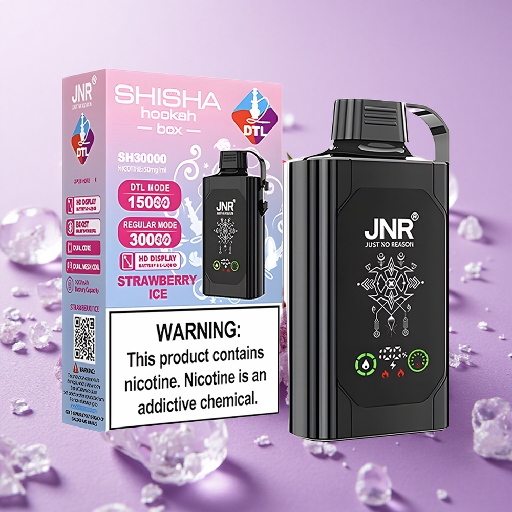 JNR Shisha Hookah Box 20500 Puffs Dâu Tây Đá Lạnh Màn Hình HD Pin 1000mAh