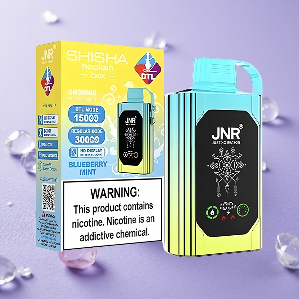 JNR Shisha Hookah Box 20500 Puffs Màn Hình HD Pin 1000mAh Bạc Hà Việt Quất