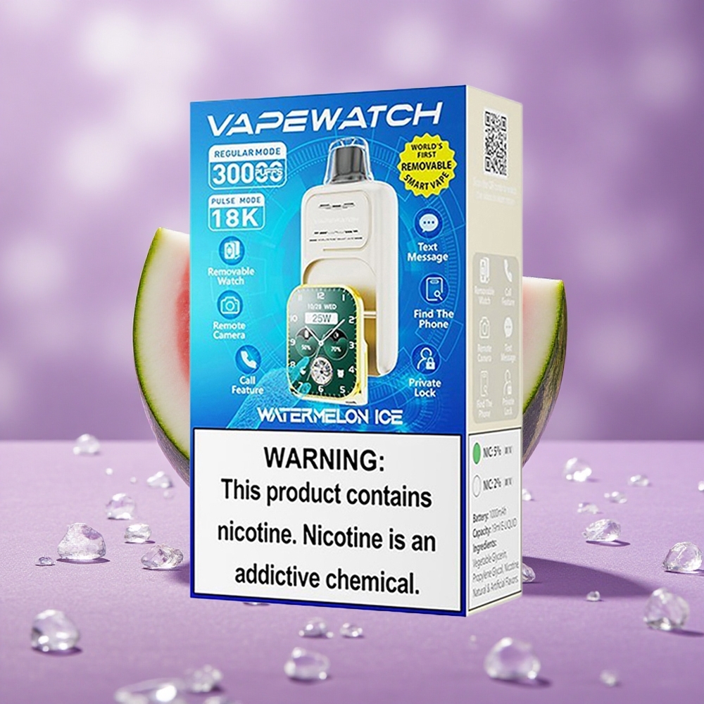 JNR Vape Watch 30000 Puffs Dưa Hấu Đá Dung Lượng Pin 1000mAh Cuộn Dây Dual Mesh Coil