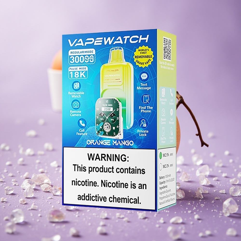 JNR Vape Watch 30000 Puffs Dung Lượng Pin 1000mAh Xoài Cam Dùng Một Lần